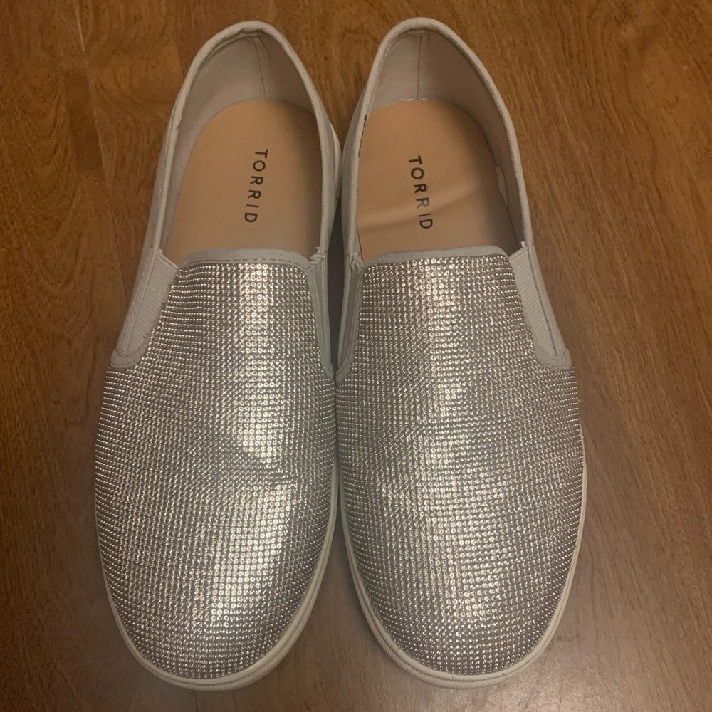 Torrid silver rhinestone slip on sneakers